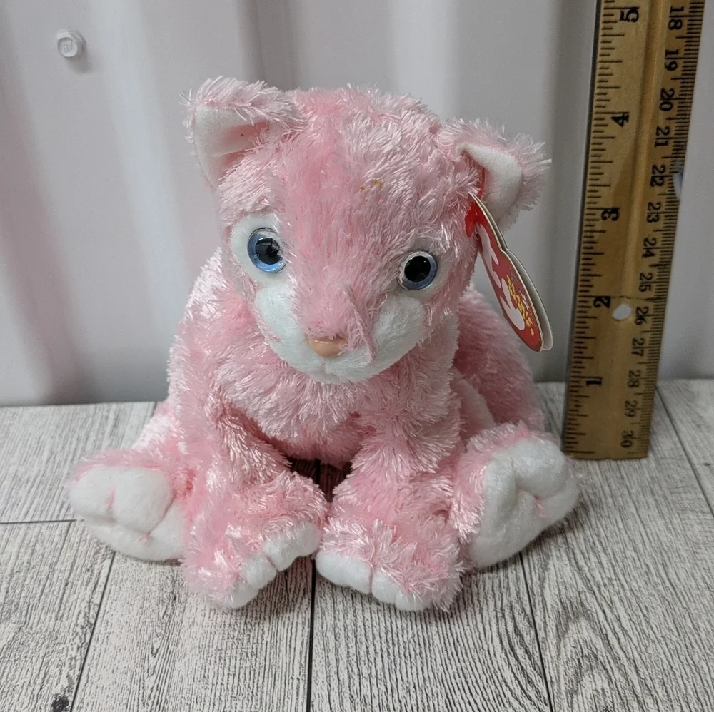 Ty carnation Pink and White Plush Cat Toy
